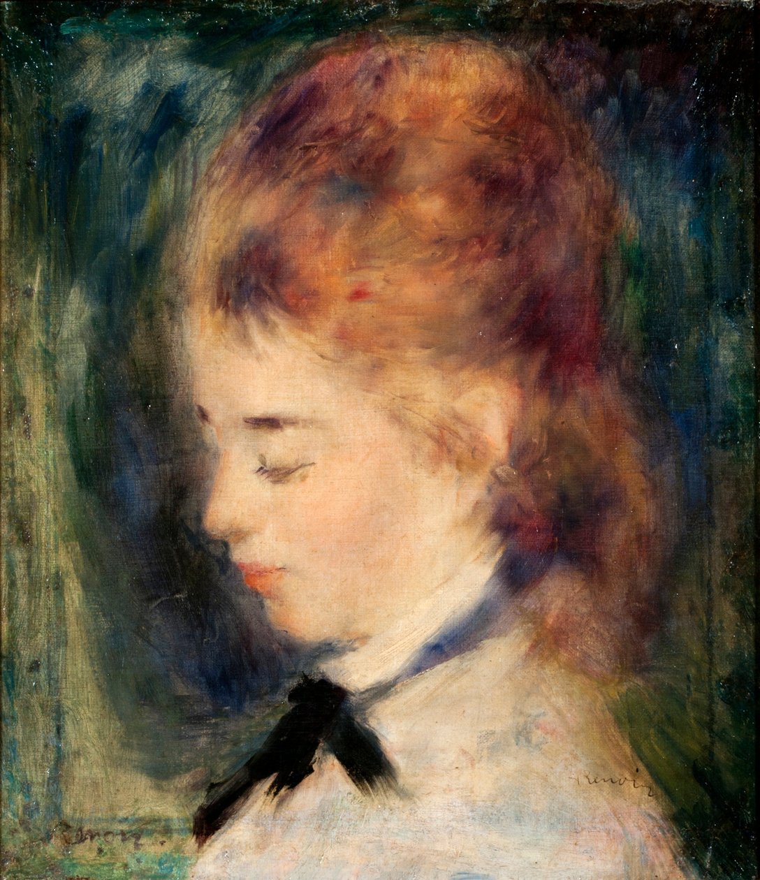 Bir Kızın Portresi (tuval üzerine yağlı boya) by Pierre Auguste Renoir