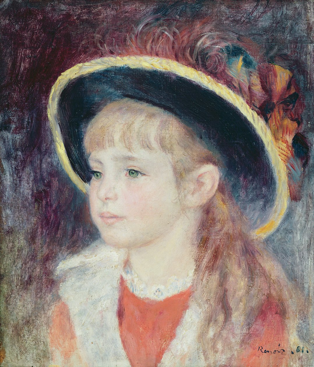 Portrait of a Young Girl in a Blue Hat, 1881  by Pierre Auguste Renoir