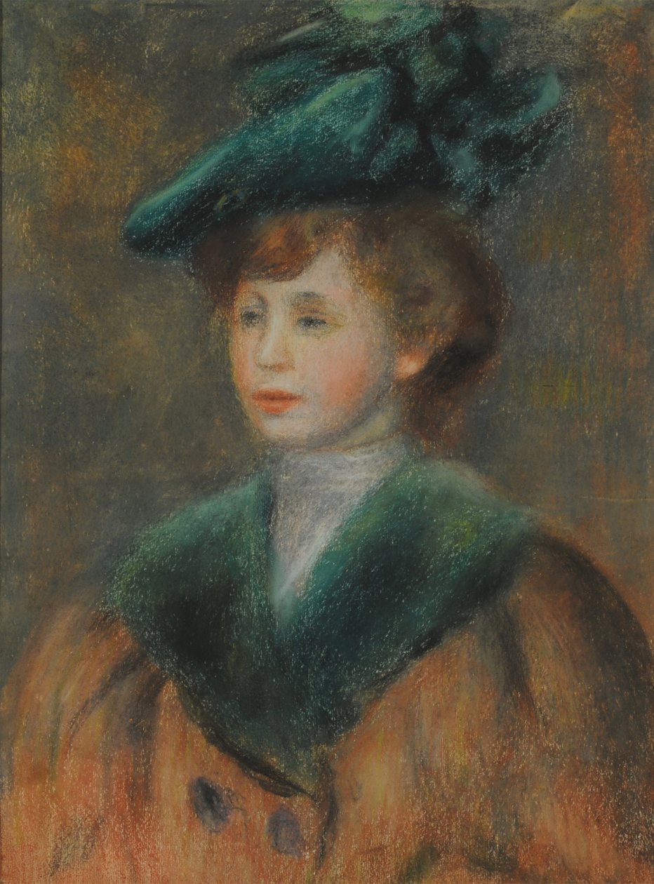 Yeşil Şapkalı Genç Bir Kadının Portresi. by Pierre Auguste Renoir