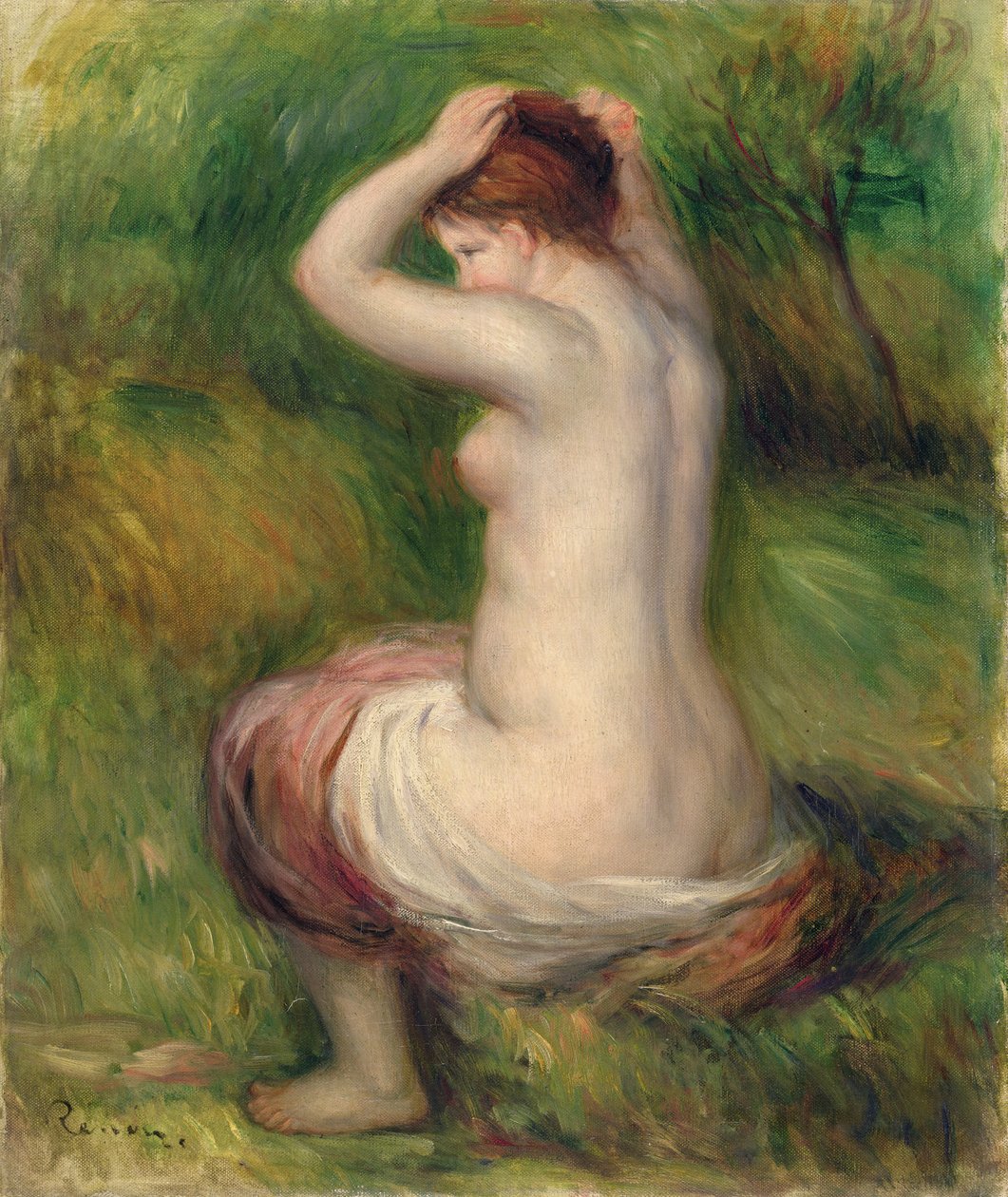 Oturmuş çıplak (tuval üzerine yağlıboya) by Pierre Auguste Renoir