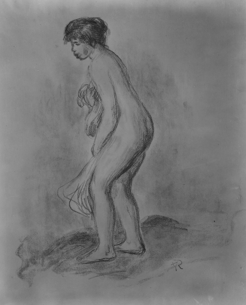 Ayakta Yıkanan Kişi, 1896. by Pierre Auguste Renoir