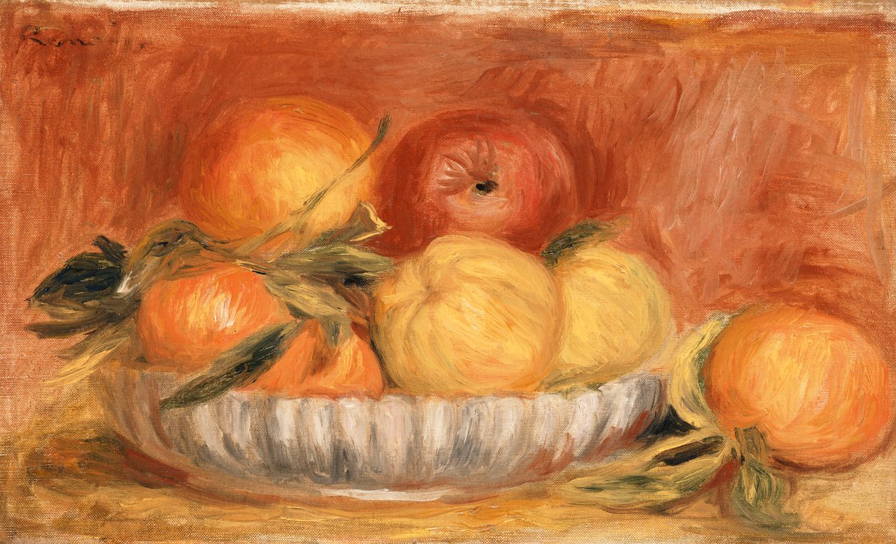 Elma ve Portakal ile Natürmort; Doğa Morte aux pommes ve portakallar, 1890"ların sonu by Pierre Auguste Renoir
