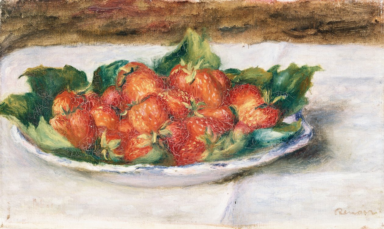 Çilekli Natürmort; Doğa Morte avec Fraises, 1880 dolayları by Pierre Auguste Renoir