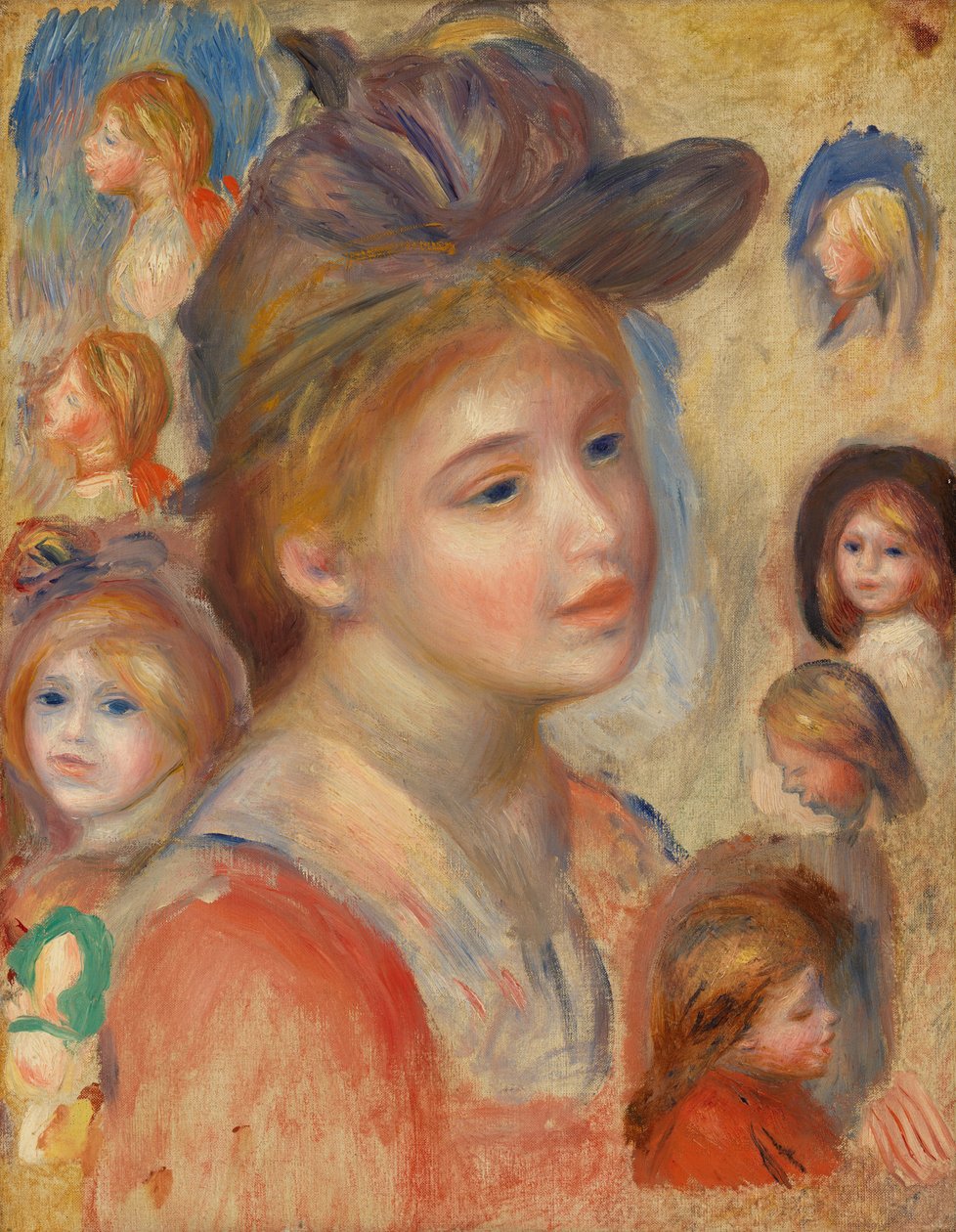 Kızların Kafaları Çalışması by Pierre Auguste Renoir