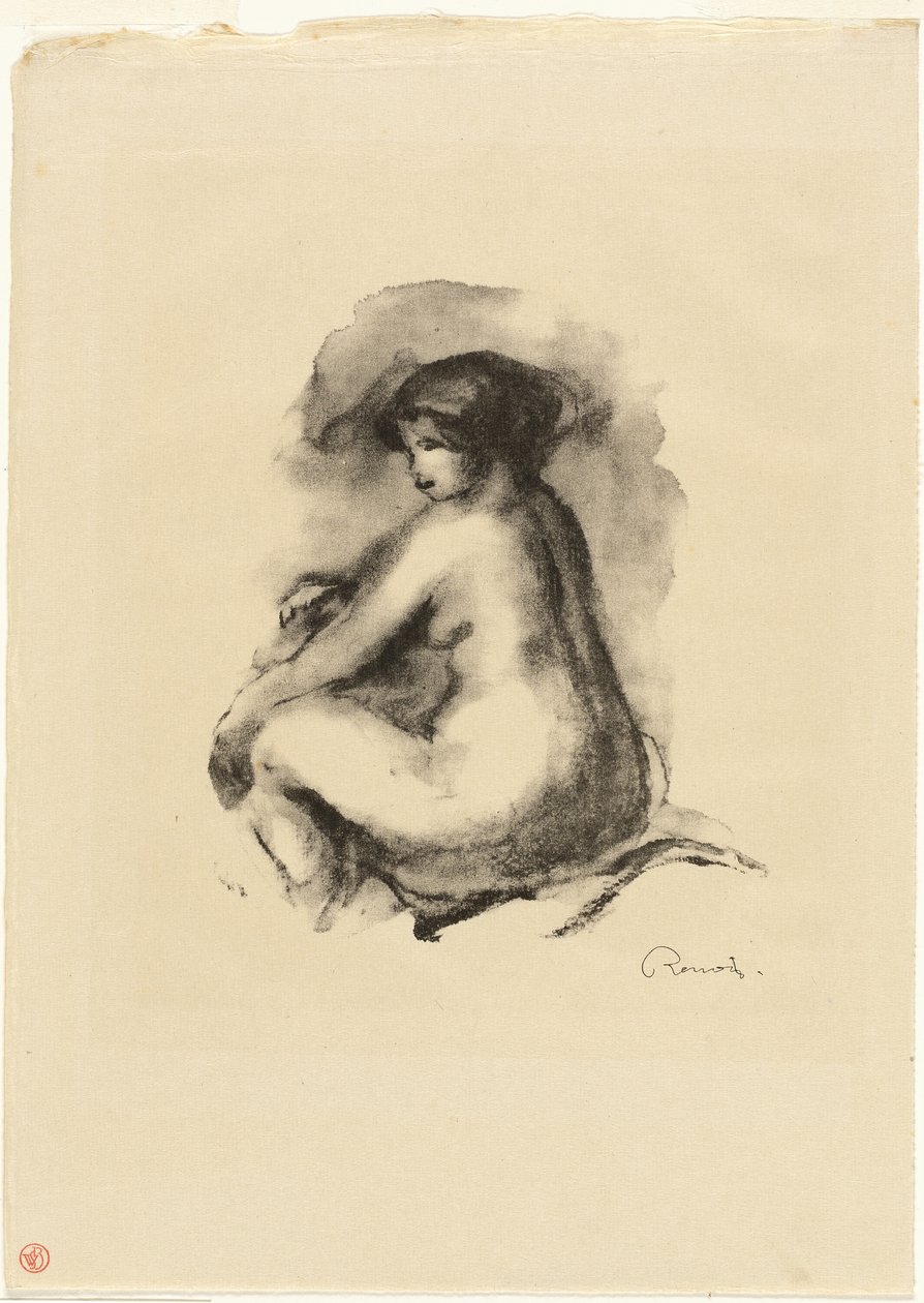 Oturan Çıplak Kadın Çalışması by Pierre Auguste Renoir