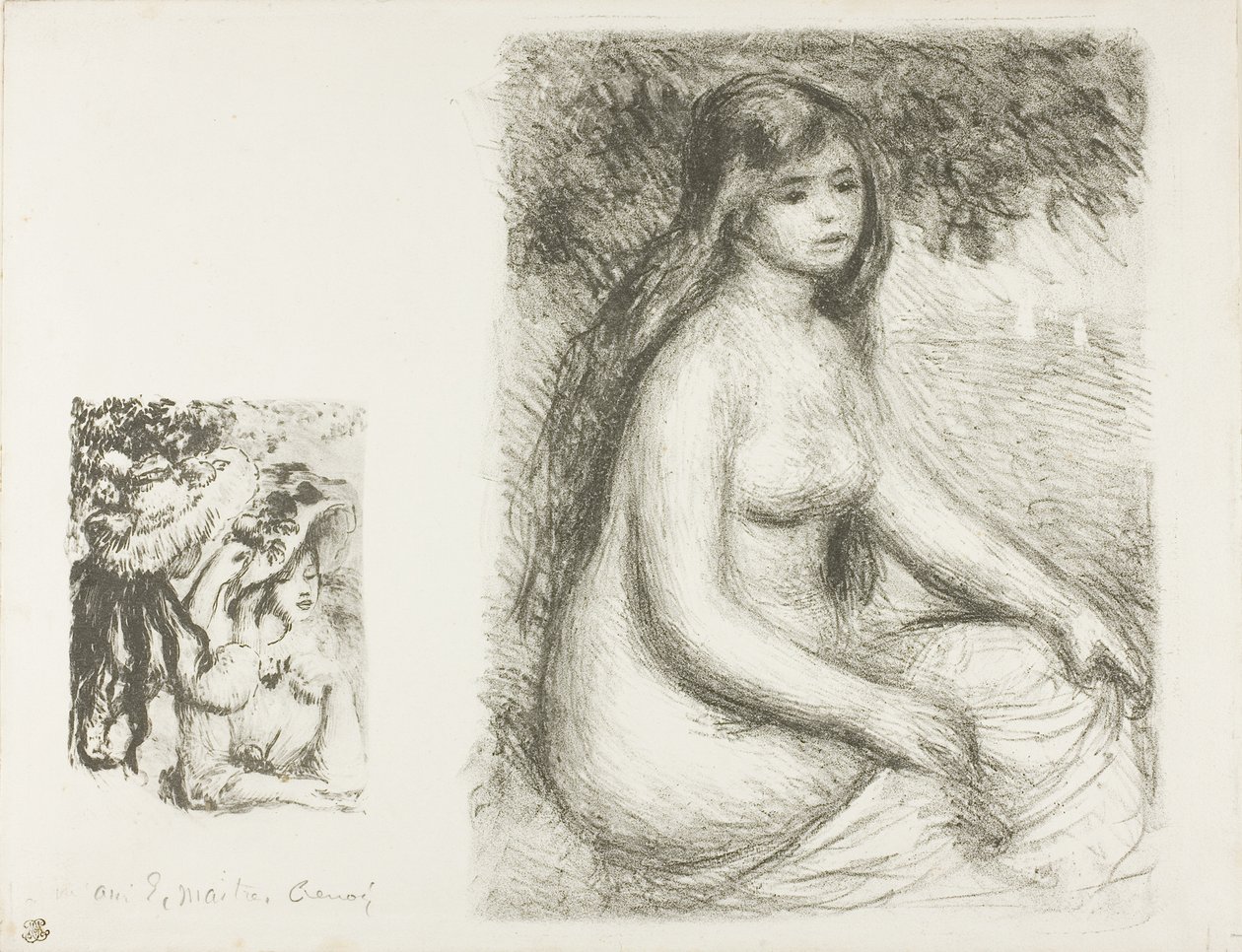 İğnelenmiş Şapka ve Yıkanan Kişi by Pierre Auguste Renoir