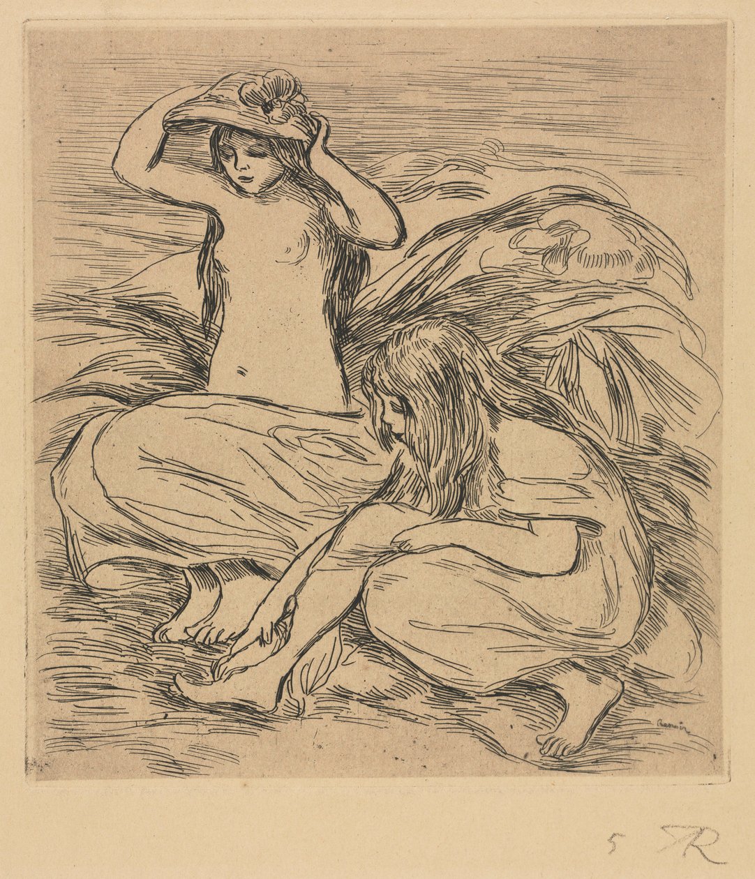İki Yıkanan, 1895. by Pierre Auguste Renoir