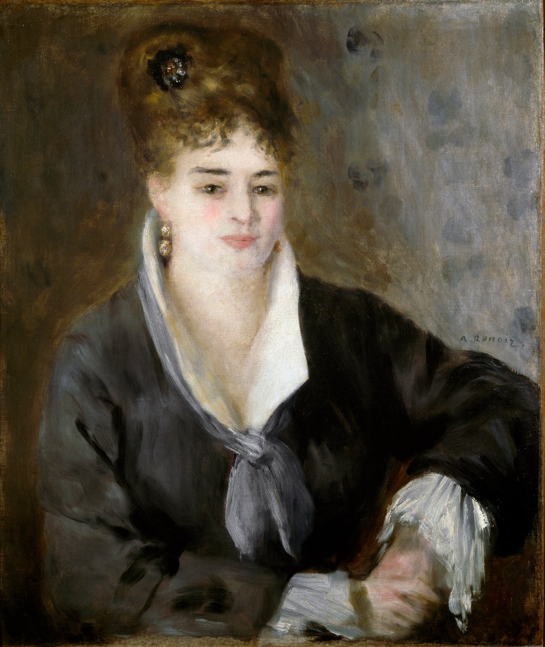 Siyahlı bayan. Resim Pierre Auguste Renoir (Pierre-Auguste) by Pierre Auguste Renoir