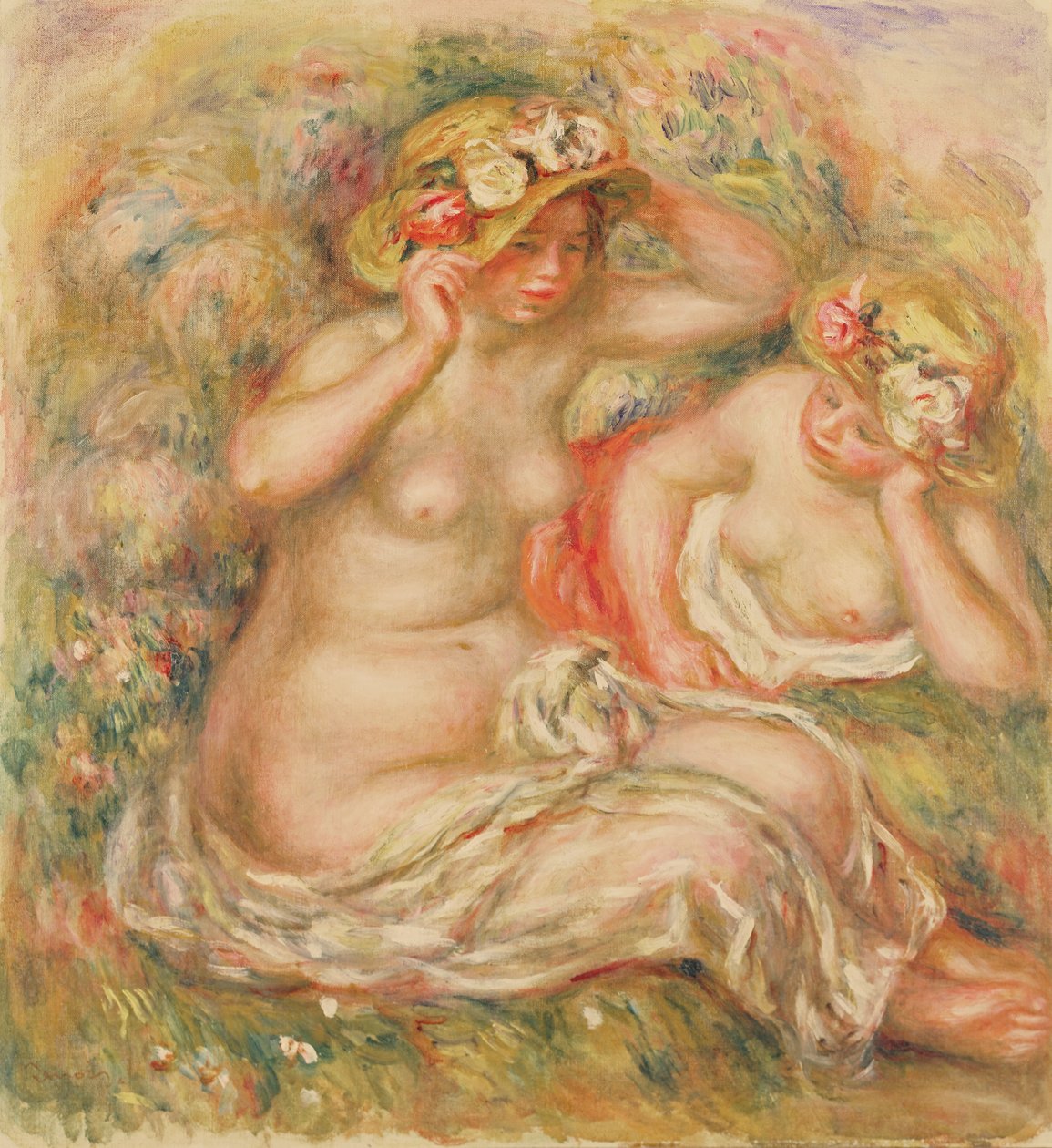 Şapkalı İki Çıplak by Pierre Auguste Renoir