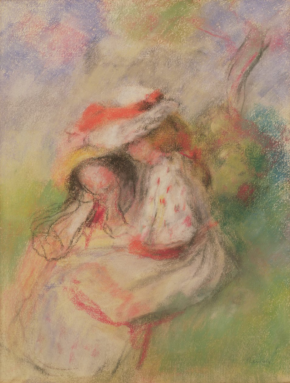 Bir Bahçede İki Genç Kız, 1885 dolayları (pastel) by Pierre Auguste Renoir