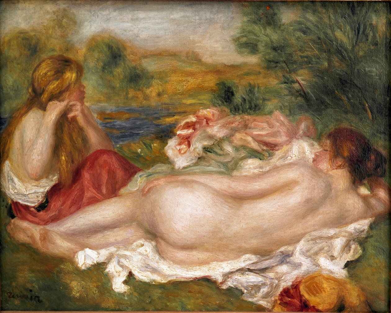İki banyocu. Resim Pierre Auguste Renoir (Pierre-Auguste) by Pierre Auguste Renoir