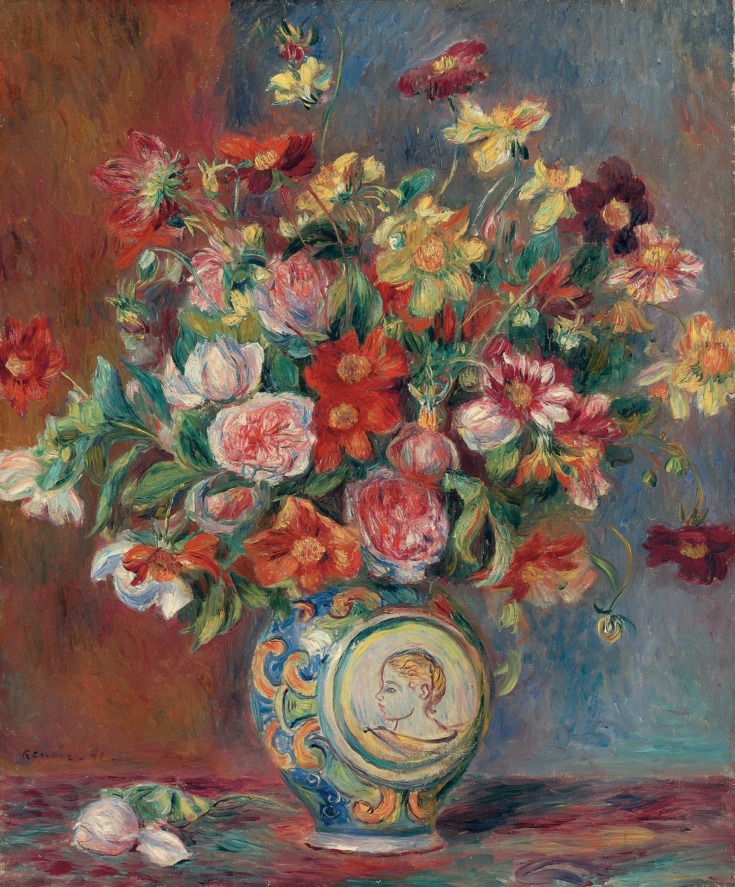 Çiçekli Vazo; Çiçek vazosu, 1881 by Pierre Auguste Renoir