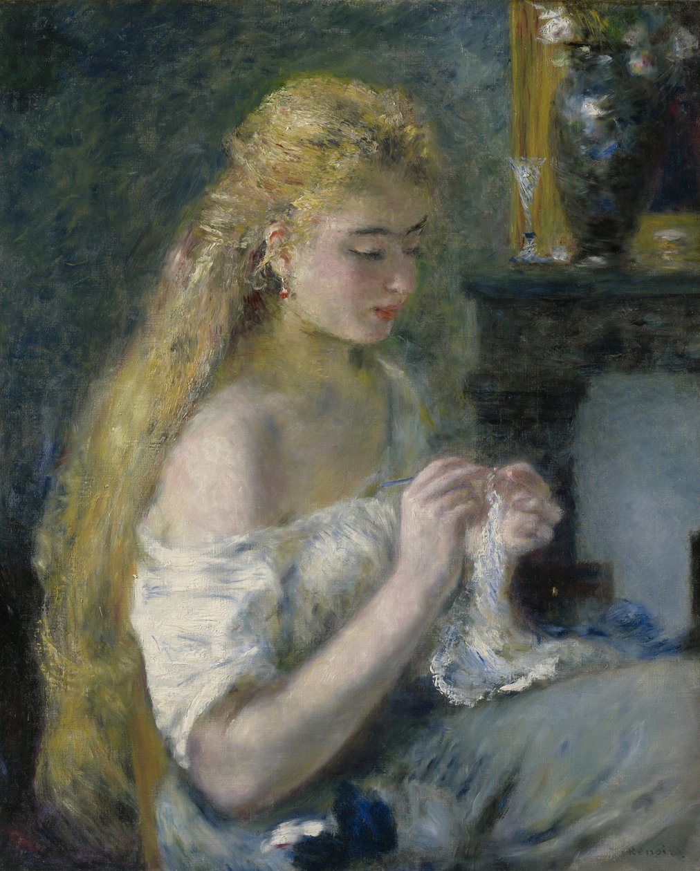 Kadın Tığ İşi, 1875 dolayları by Pierre Auguste Renoir
