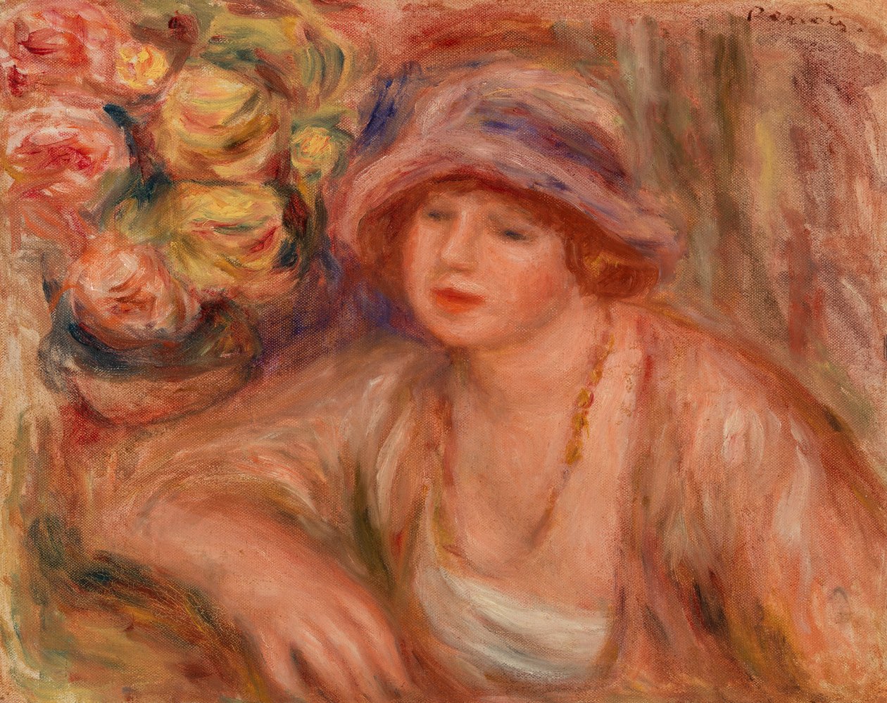 kadın eğilerek by Pierre Auguste Renoir