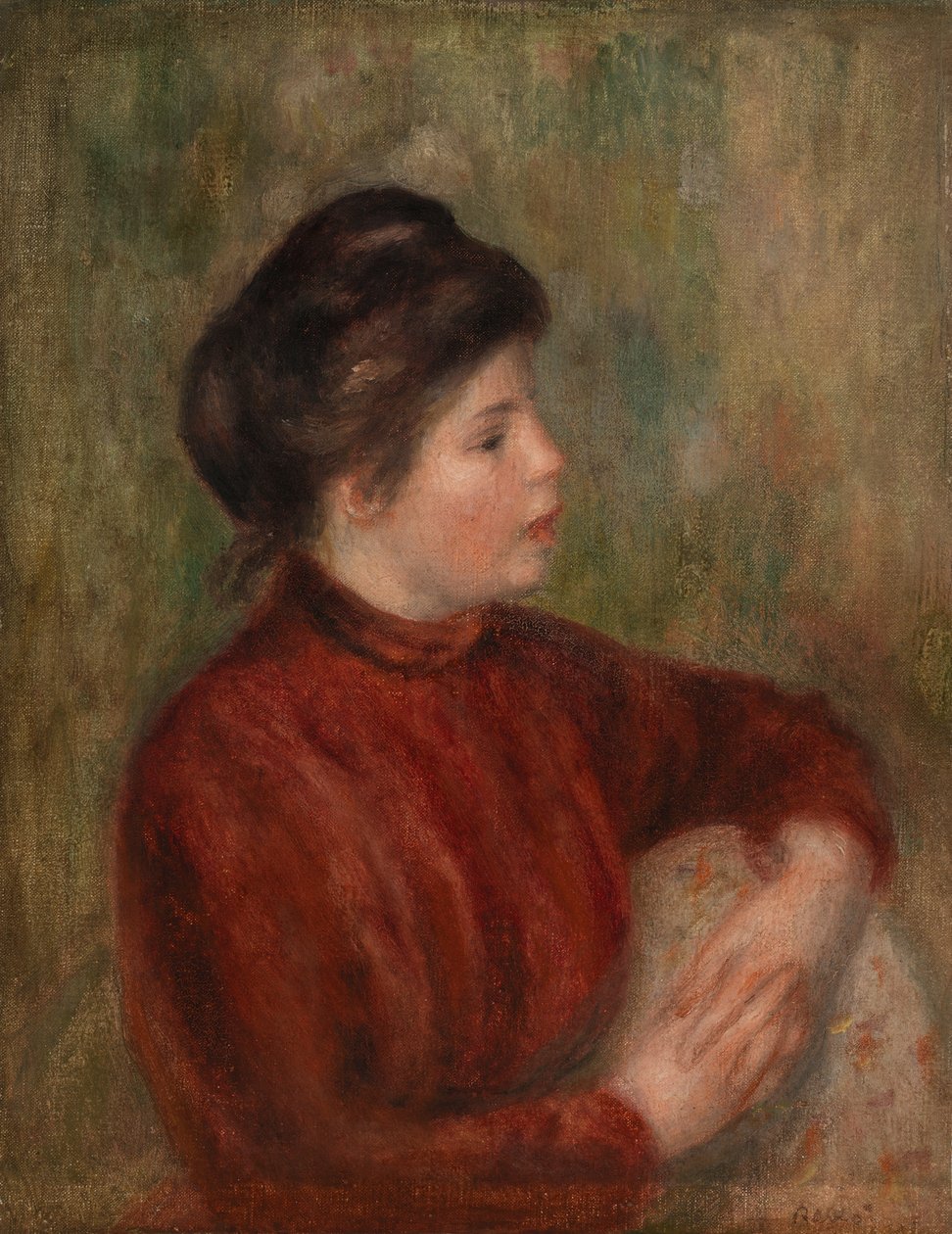bir sandalyeye yaslanmış kadın by Pierre Auguste Renoir