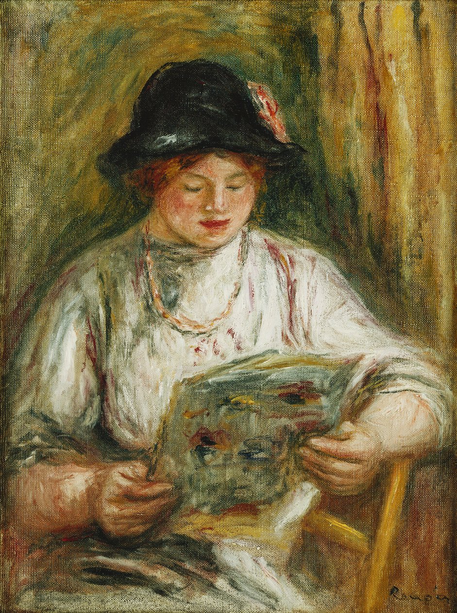 Kadın Okuma; Kadın Okuma, c.1910-12 by Pierre Auguste Renoir