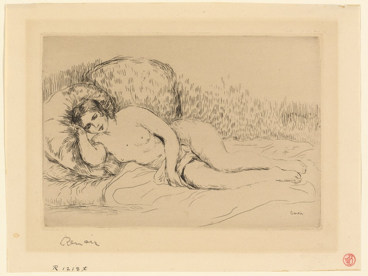 Kadın uzanmış, sola by Pierre Auguste Renoir