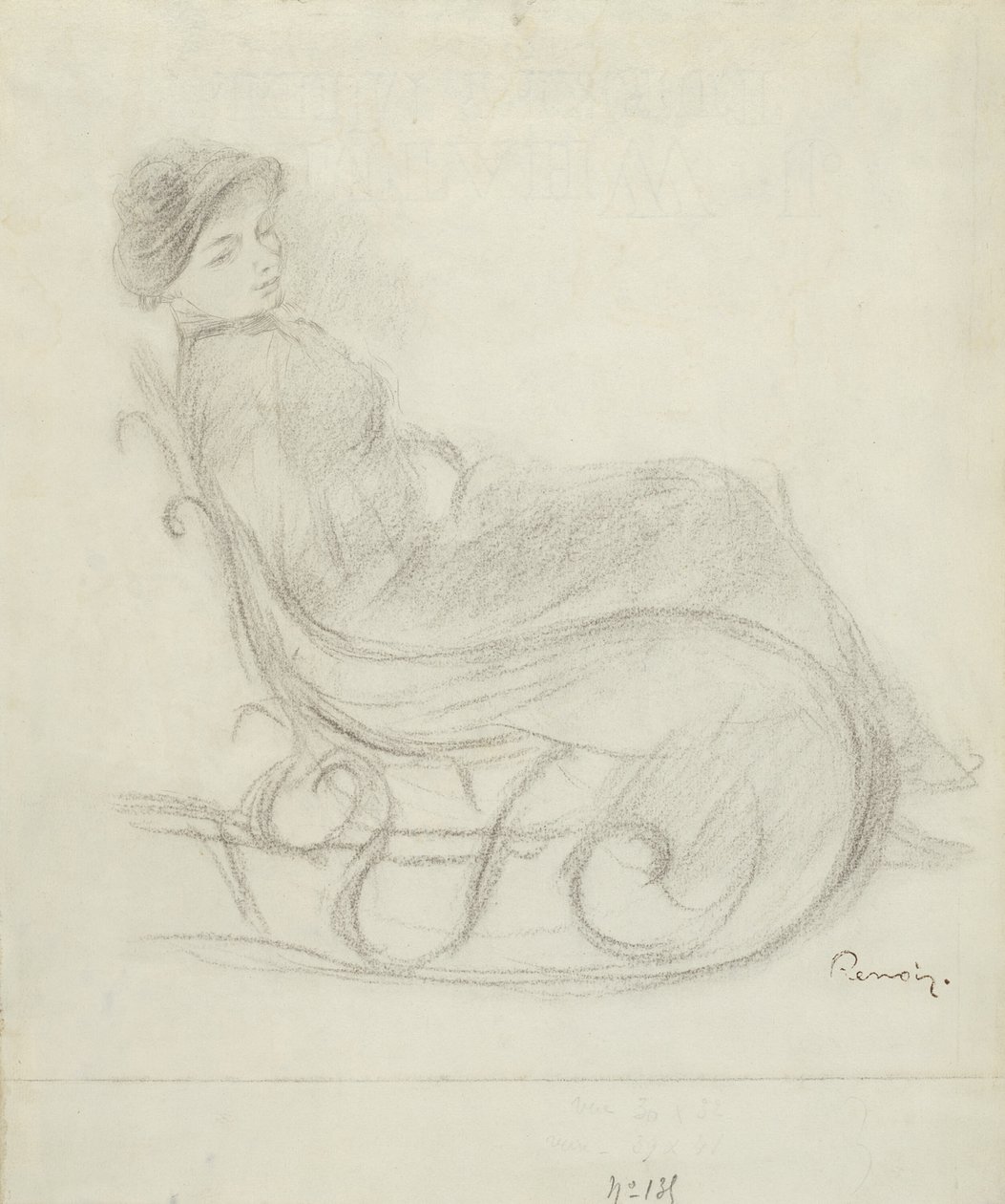 Sandalyede Oturan Kadın (rekto); Sandalyede Kadın, Arkadan Görünüş (verso) by Pierre Auguste Renoir