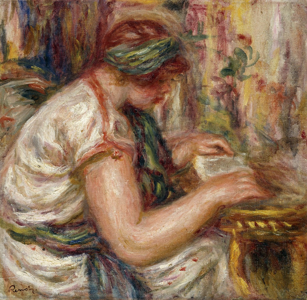 Arap Elbiseli Kadın Okuma; Femme en Bluz arabe lisant, 1919 by Pierre Auguste Renoir