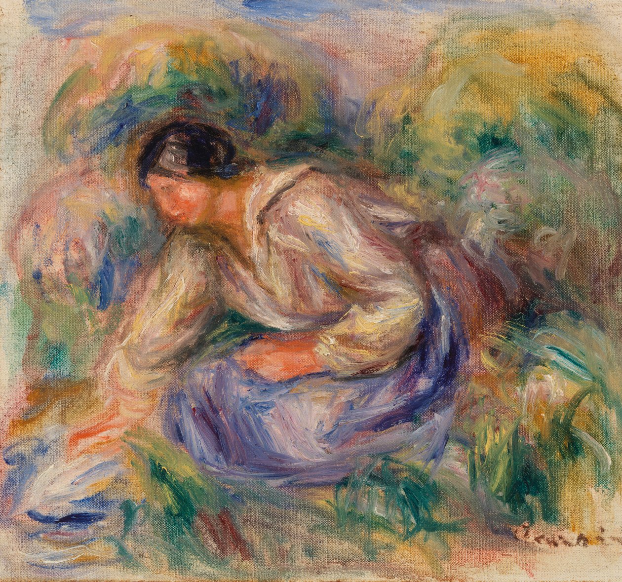 mavi etekli kadın by Pierre Auguste Renoir