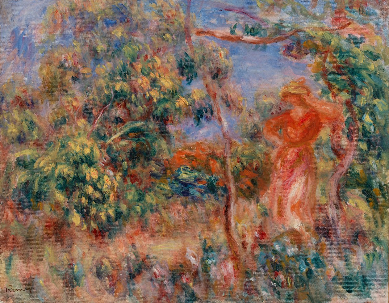 Manzarada Kırmızılı Kadın by Pierre Auguste Renoir