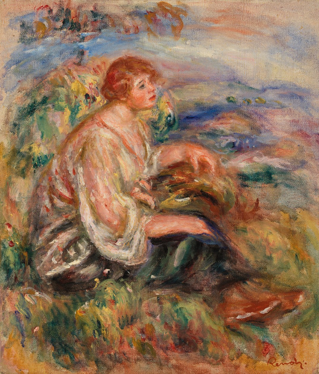 Tül Bluzlu Siyah Etekli Kadın by Pierre Auguste Renoir