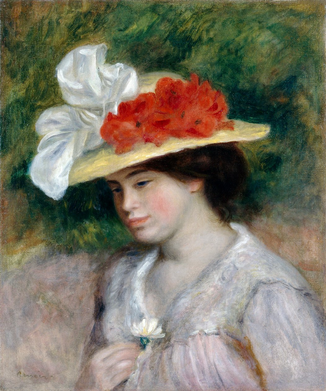 Çiçekli Şapkalı Kadın, 1889 by Pierre Auguste Renoir