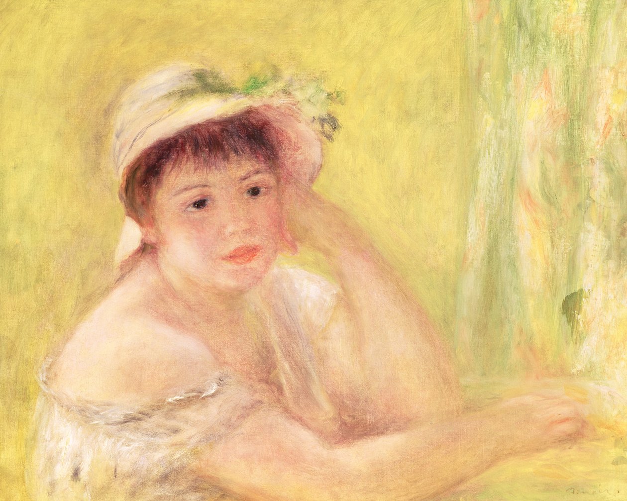 Hasır Şapkalı Kadın, 1879 by Pierre Auguste Renoir
