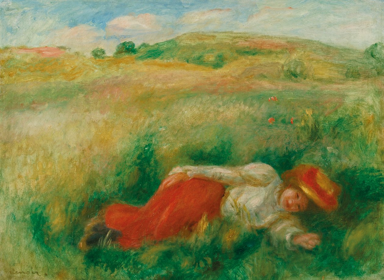 çimenlerde yanan kadın by Pierre Auguste Renoir