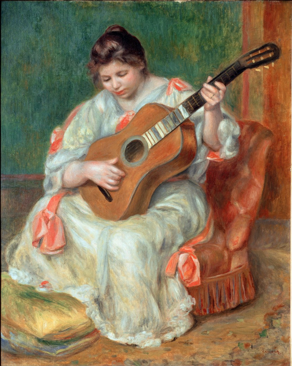 gitar çalan kadın by Pierre Auguste Renoir