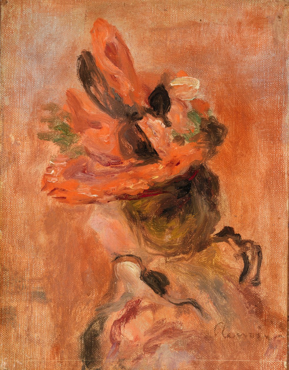 Kırmızı şapkalı kadının kafası by Pierre Auguste Renoir