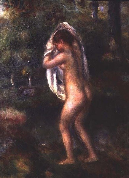 Genç Kız Soyunma (tuval üzerine yağlı boya) by Pierre Auguste Renoir