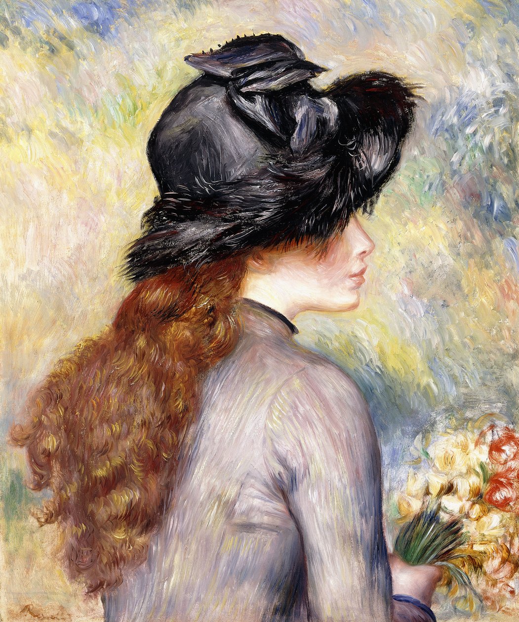 Bir Buket Lale Tutan Genç Kız, 1878 dolayları by Pierre Auguste Renoir