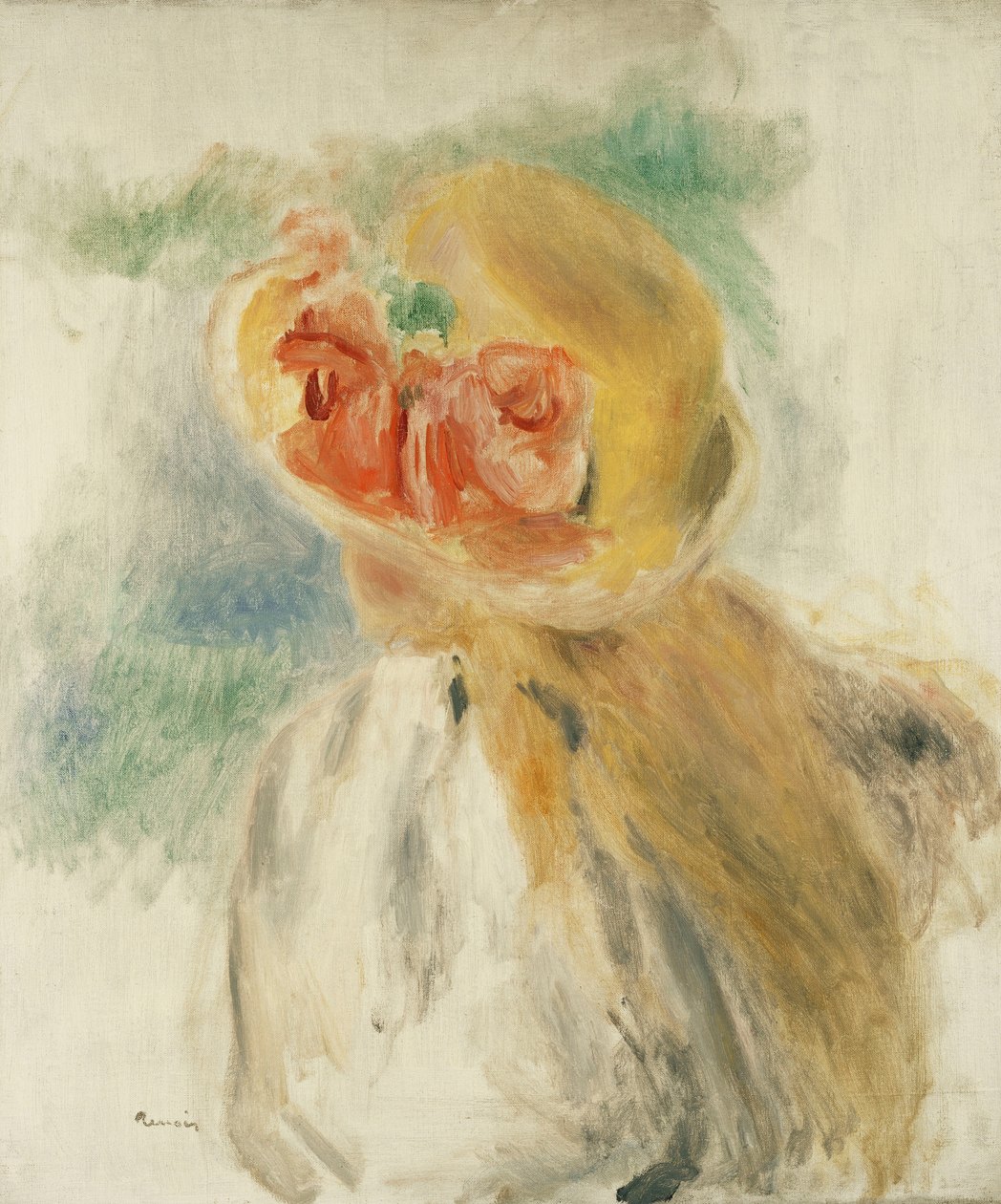 Şapkasında Çiçekli Genç Kız; Çiçekli Şapkalı Genç Kız, c.1900-1905 by Pierre Auguste Renoir