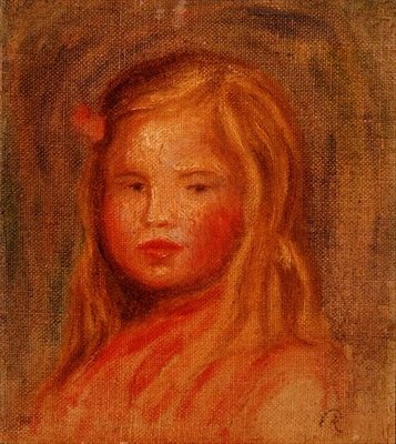 Uzun Saçlı Genç Kız (tuval üzerine yağlı boya) by Pierre Auguste Renoir
