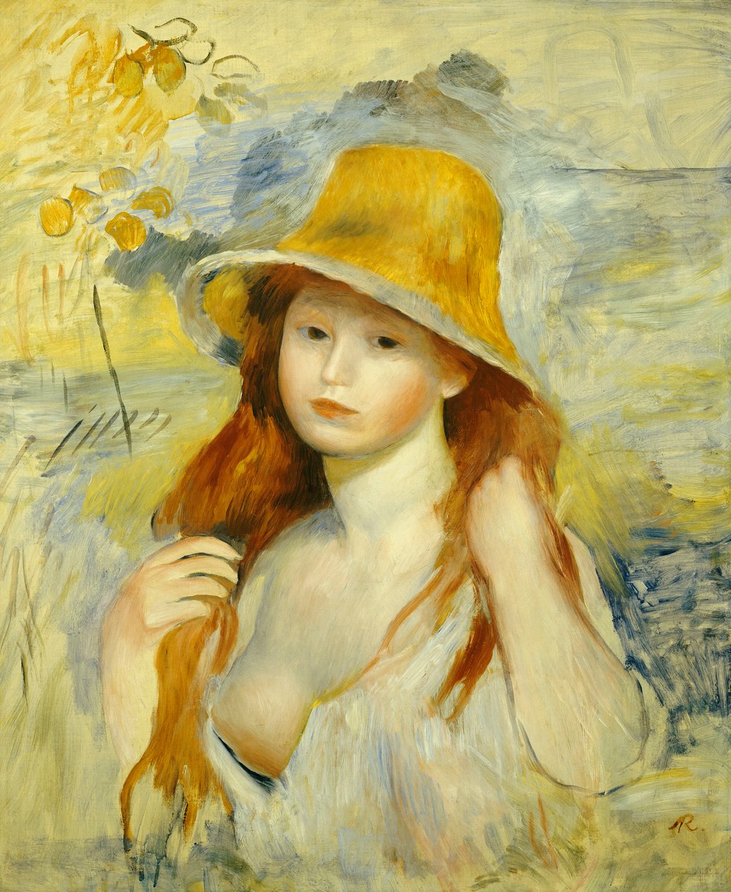 Hasır Şapkalı Genç Kız, 1884 by Pierre Auguste Renoir