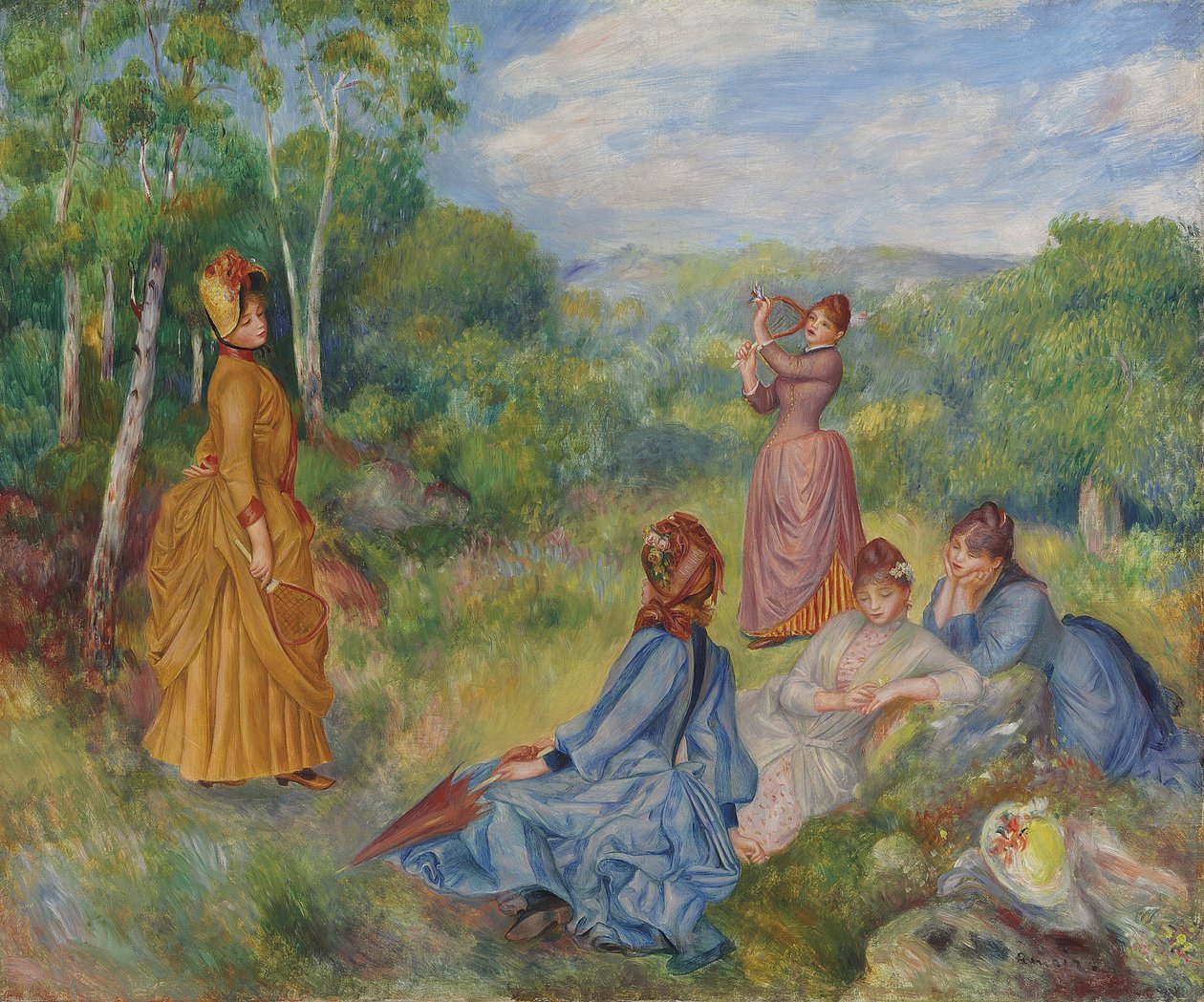 Badminton Oynayan Genç Bayanlar, 1887 civarı by Pierre Auguste Renoir