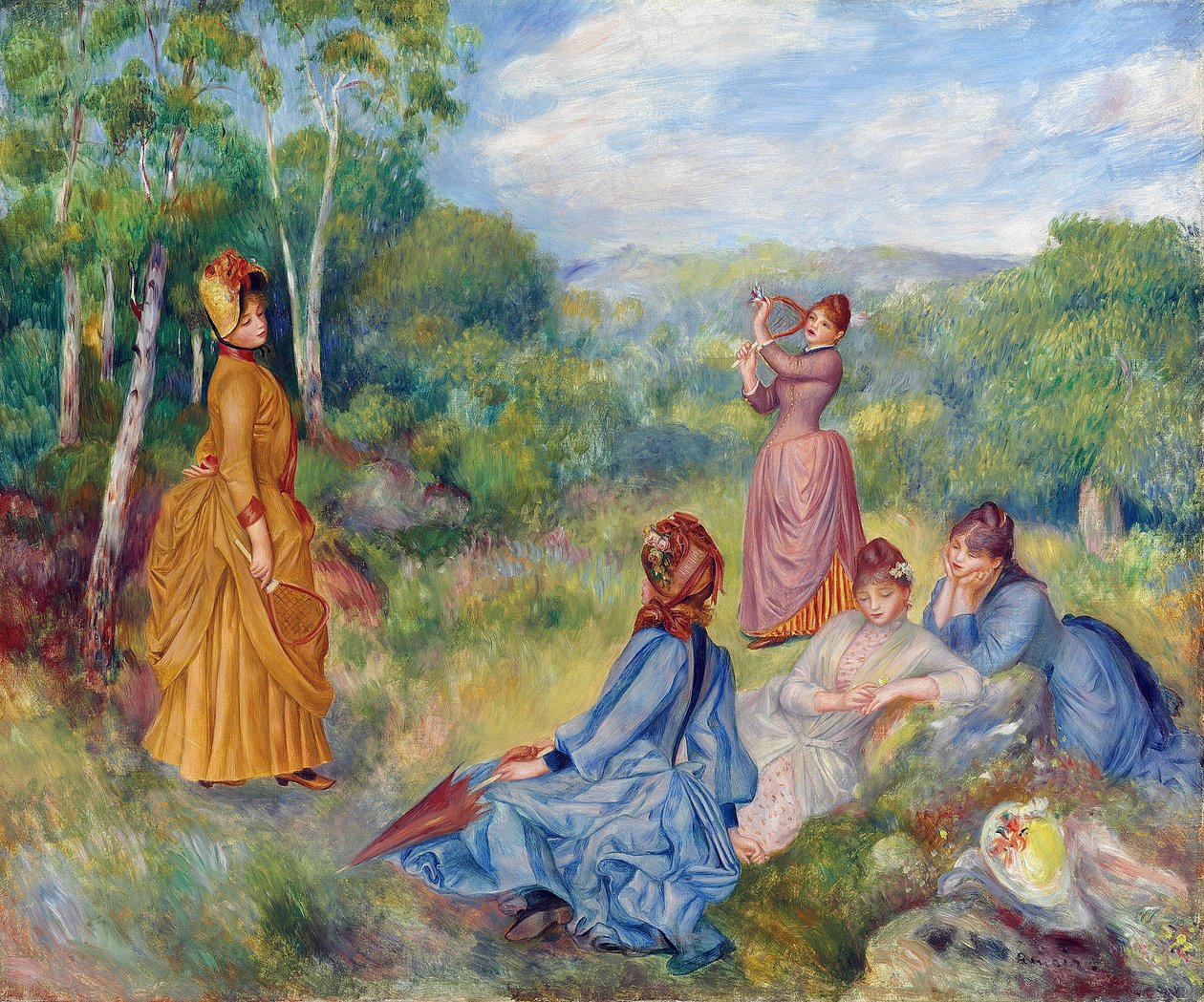 Badminton par Renoir Oynayan Genç Bayanlar, Pierre Auguste (1841-1919), ca 1887 - Tuval üzerine yağlı boya, 54,6x65,2 - Özel Koleksiyon by Pierre Auguste Renoir