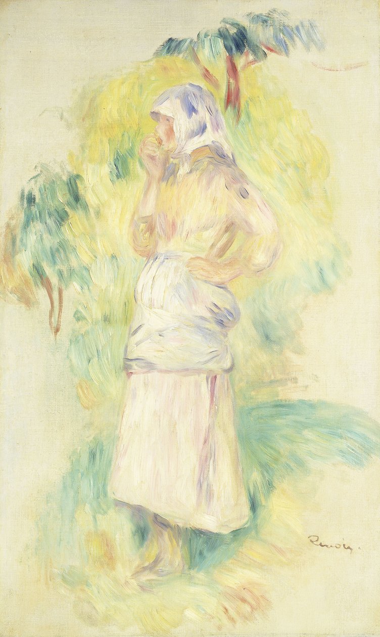 Elma Yiyen Genç Köylü; Elma Yiyen Genç Köylü Kadın, 1894 dolayları by Pierre Auguste Renoir