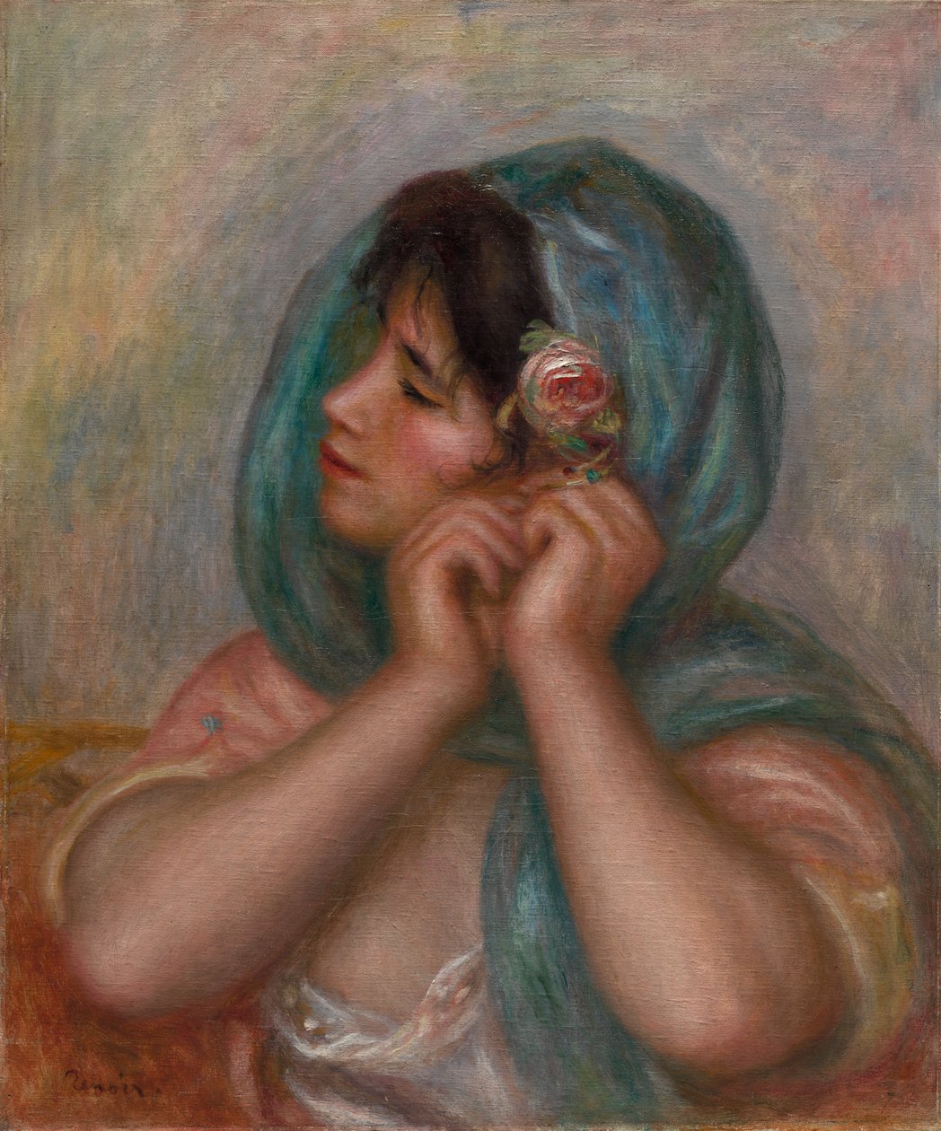 Küpesini Ayarlayan Genç Kadın, 1905. by Pierre Auguste Renoir