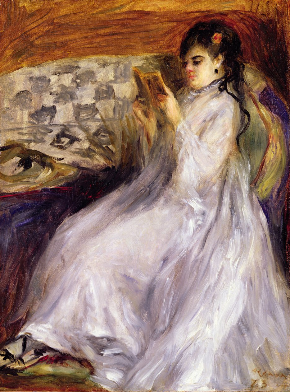 Okuyan Genç Kadın, 1873 dolayları (tuval üzerine yağlı boya) by Pierre Auguste Renoir