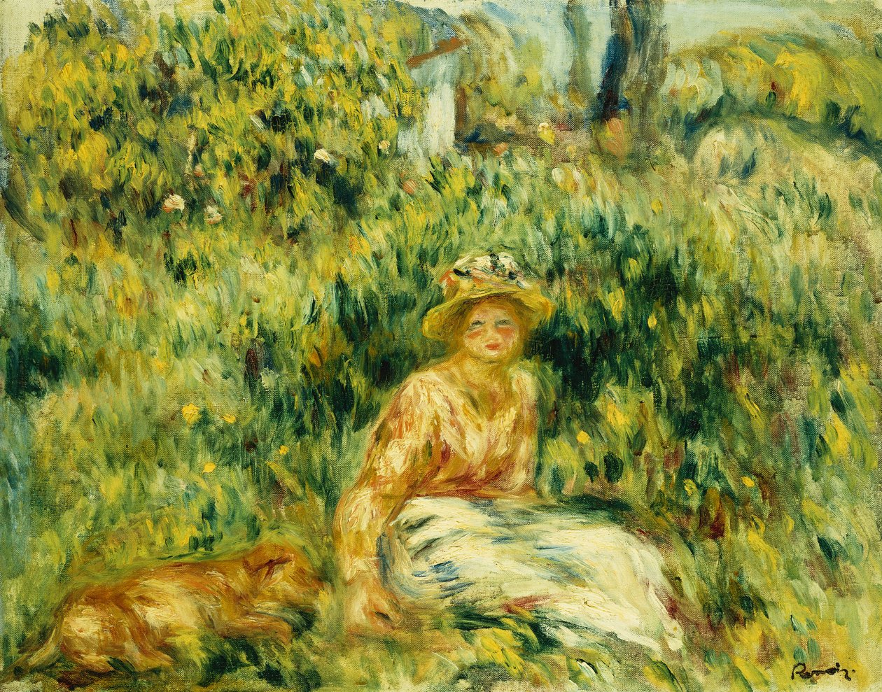 Bahçede Genç Kadın; Bahçedeki Genç Kadın, c.1916 by Pierre Auguste Renoir