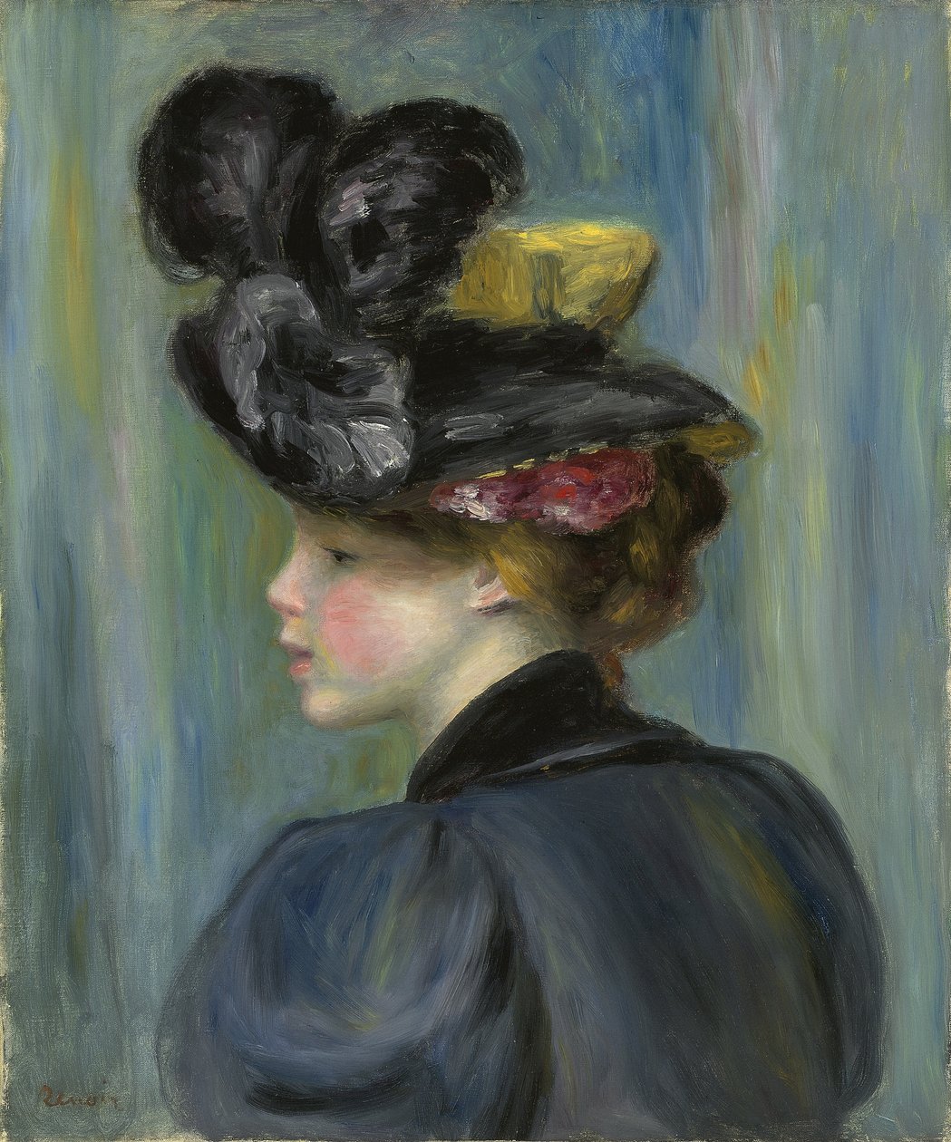 Siyah Şapkalı Genç Kadın; Siyah Şapkalı Genç Kadın, 1895 by Pierre Auguste Renoir