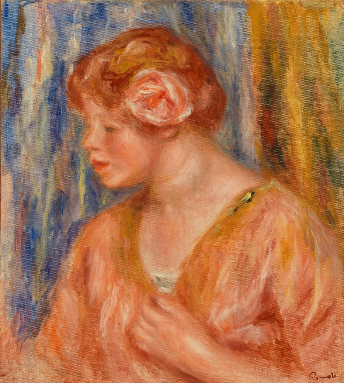 Güllü genç kadın by Pierre Auguste Renoir