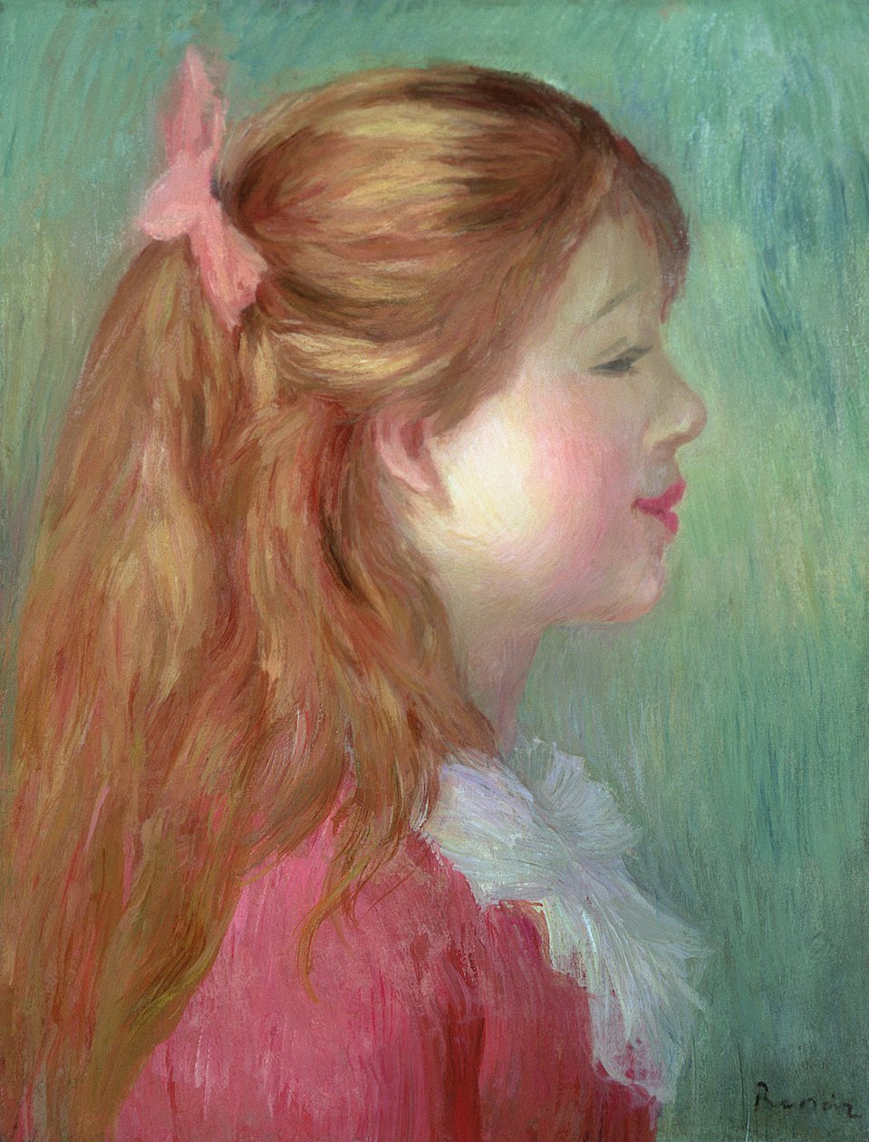 Profilde uzun saçlı genç kız, 1890 by Pierre Auguste Renoir