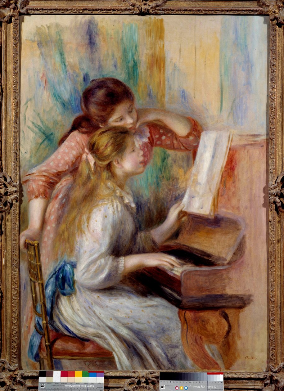 Piyanodaki genç kızlar Pierre Auguste Renoir (1841-1919) tarafından hazırlık çalışması 1892 Sun. 1,16x0,81 m Paris, musee de l