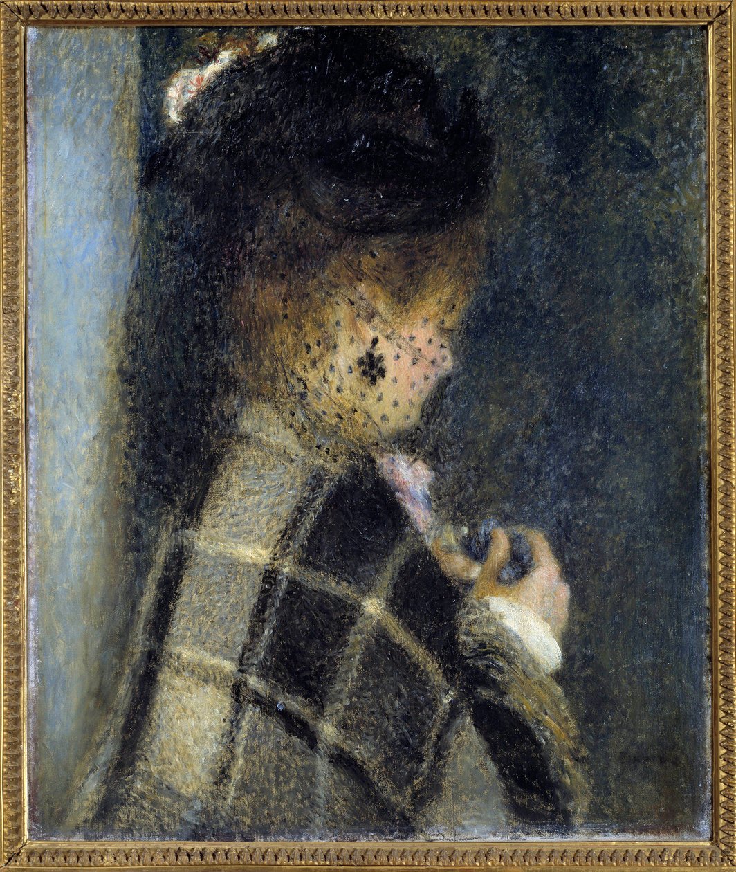Peçeli genç kadın Tablosu Pierre Auguste Renoir (1841-1919) 1870 dolaylarında Güneş. 0,61x0,51 m Paris, musee d