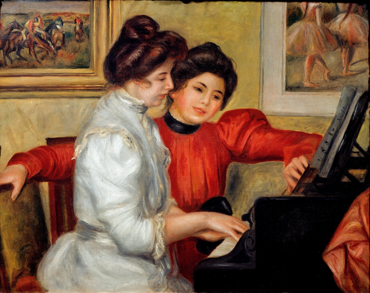 piyanoda Yvonne ve Christine Lerolle by Pierre Auguste Renoir