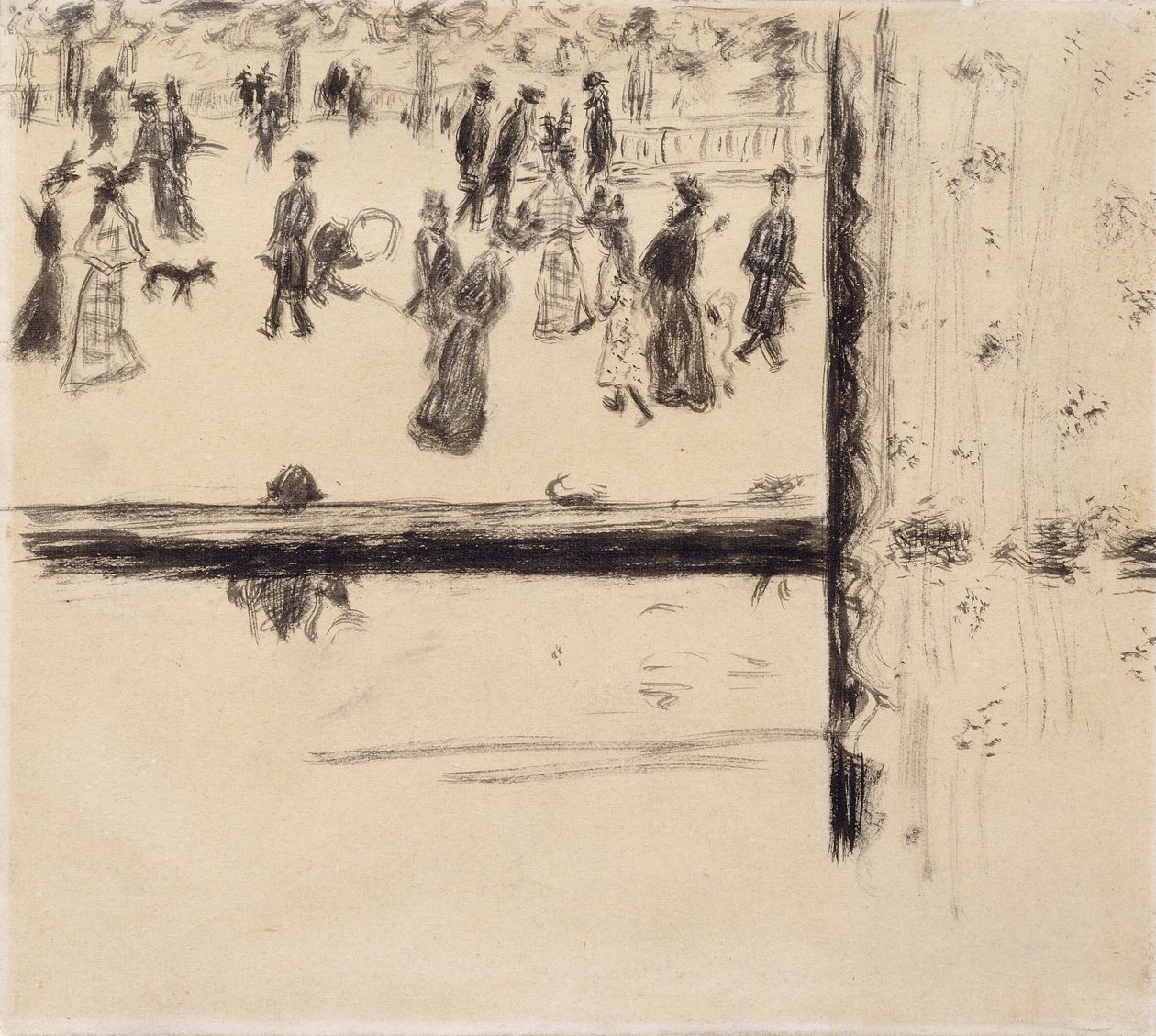 Boulevard des Batignolles, c.1896-8 (kağıt üzerine fırça ve siyah mürekkep) by Pierre Bonnard