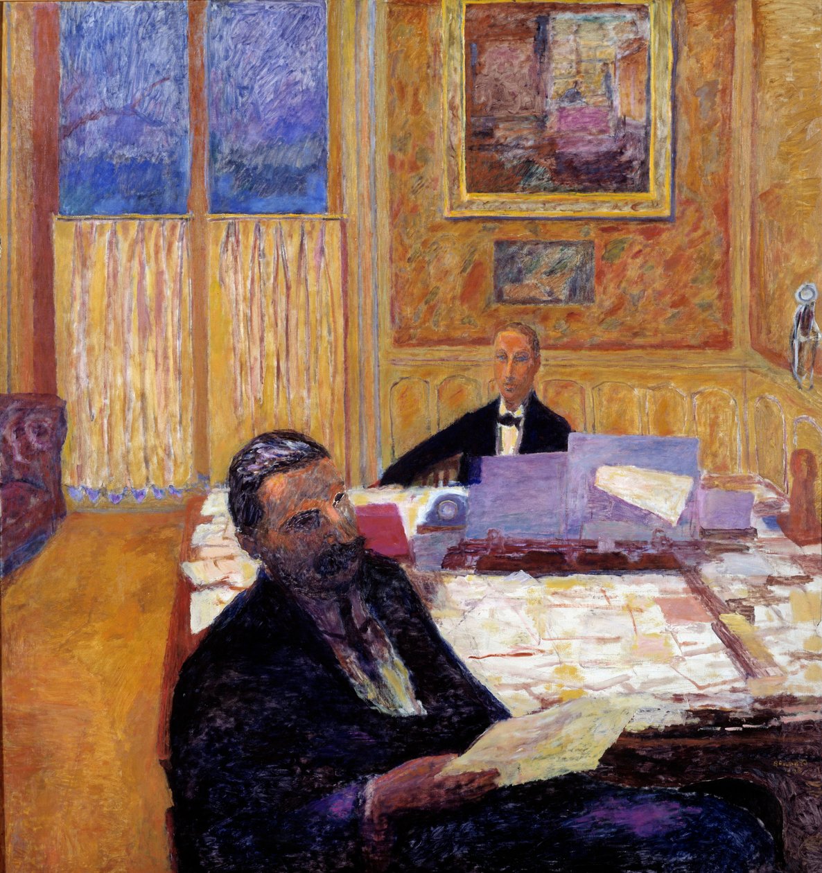 Bernheim-Jeune kardeşler, resim tüccarları ve yayıncıları Josse Bernheim Jeune (1870-1941) ön planda ve Gaston Bernheim-Jeune (1870-1953) - 1920 (tuval üzerine yağlı boya) by Pierre Bonnard